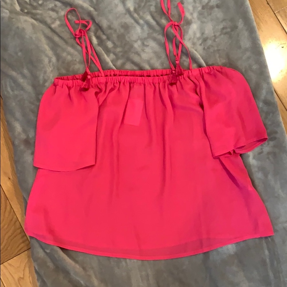 J Crew pink cold shoulder blouse. Size 4 Left